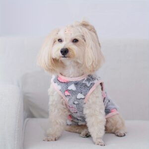 Cozy Coral Fleece Pet Vest with Star & Moon Design - Warm, Cute, and soft for Small to Medium Breeds - Perfect for Indoor/Outdoor Use in Fall, Winter, and Spring