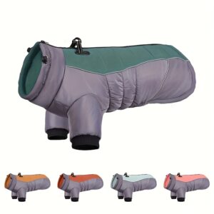 Reflective Fleece-Lined Heavy Winter Dog Coat for Cold Winter days. Warm Insulated with Zipper Closure, Machine Washable, Multi-Color Options (Green/Orange/Pink) - Ideal for Small, Medium & Large Breeds in Cold Weather & Outdoor