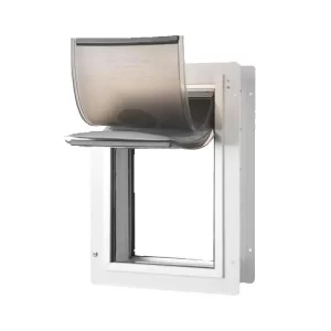 SucceBuy Pet Door Metal Frame with Lock and 3-Flap System Weatherproof Doggy Door Easy to Install in Interior or Exterior Walls