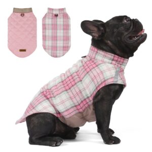 Cute plaid jacket that is 2-in-1, reversible, Adjustable with a D-ring for a Leash, Suitable for Small to Large Dogs.